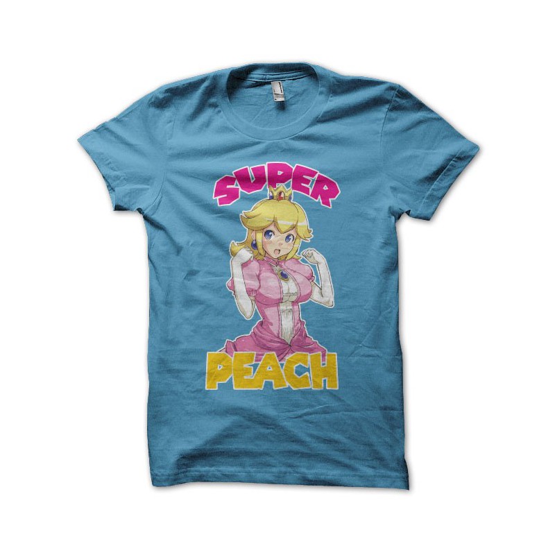  shirt  Super Princesse Peach dessin  manga  turquoisemixtes 